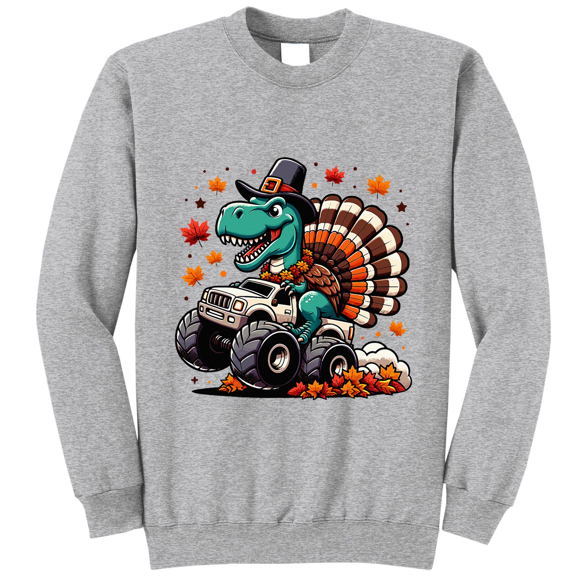 Thanksgiving Dinosaur T Rex Fall Truck Tall Sweatshirt