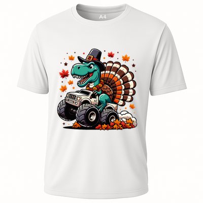 Thanksgiving Dinosaur T Rex Fall Truck Performance Shirt