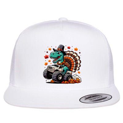 Thanksgiving Dinosaur T Rex Fall Truck Flatbill Hat