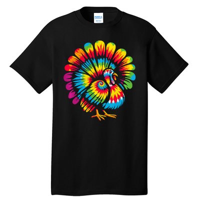 Tie Dye Turkey Thanksgiving Tall T-Shirt