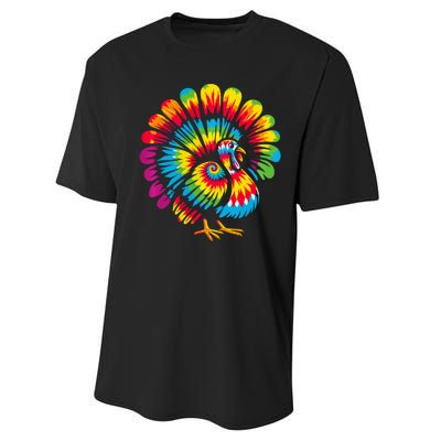 Tie Dye Turkey Thanksgiving Performance Sprint T-Shirt