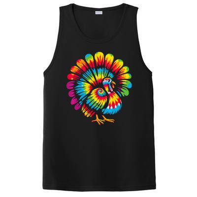 Tie Dye Turkey Thanksgiving PosiCharge Competitor Tank