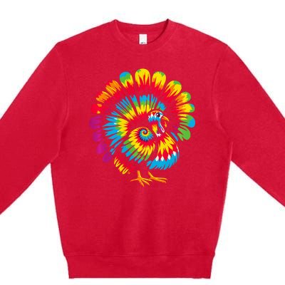 Tie Dye Turkey Thanksgiving Premium Crewneck Sweatshirt