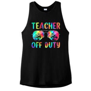 Tie Dye Teacher Off Duty Last Day Of School Teacher Summer Ladies PosiCharge Tri-Blend Wicking Tank