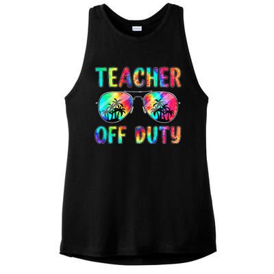 Tie Dye Teacher Off Duty Last Day Of School Teacher Summer Ladies PosiCharge Tri-Blend Wicking Tank