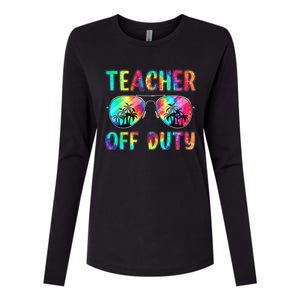 Tie Dye Teacher Off Duty Last Day Of School Teacher Summer Womens Cotton Relaxed Long Sleeve T-Shirt