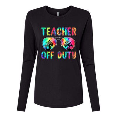 Tie Dye Teacher Off Duty Last Day Of School Teacher Summer Womens Cotton Relaxed Long Sleeve T-Shirt