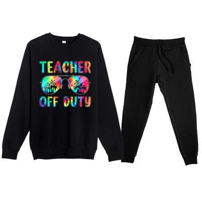 Tie Dye Teacher Off Duty Last Day Of School Teacher Summer Premium Crewneck Sweatsuit Set