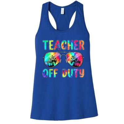 Tie Dye Teacher Off Duty Last Day Of School Teacher Summer Women's Racerback Tank