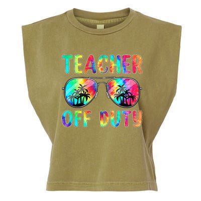 Tie Dye Teacher Off Duty Last Day Of School Teacher Summer Garment-Dyed Women's Muscle Tee