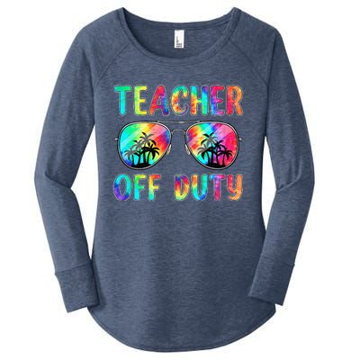 Tie Dye Teacher Off Duty Last Day Of School Teacher Summer Women's Perfect Tri Tunic Long Sleeve Shirt