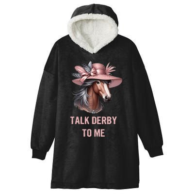 Talk Derby To Me Funny Horse Derby Day Hooded Wearable Blanket