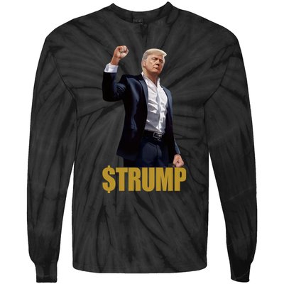 $Trump Donald Trump Meme Coin Crypto Tie-Dye Long Sleeve Shirt