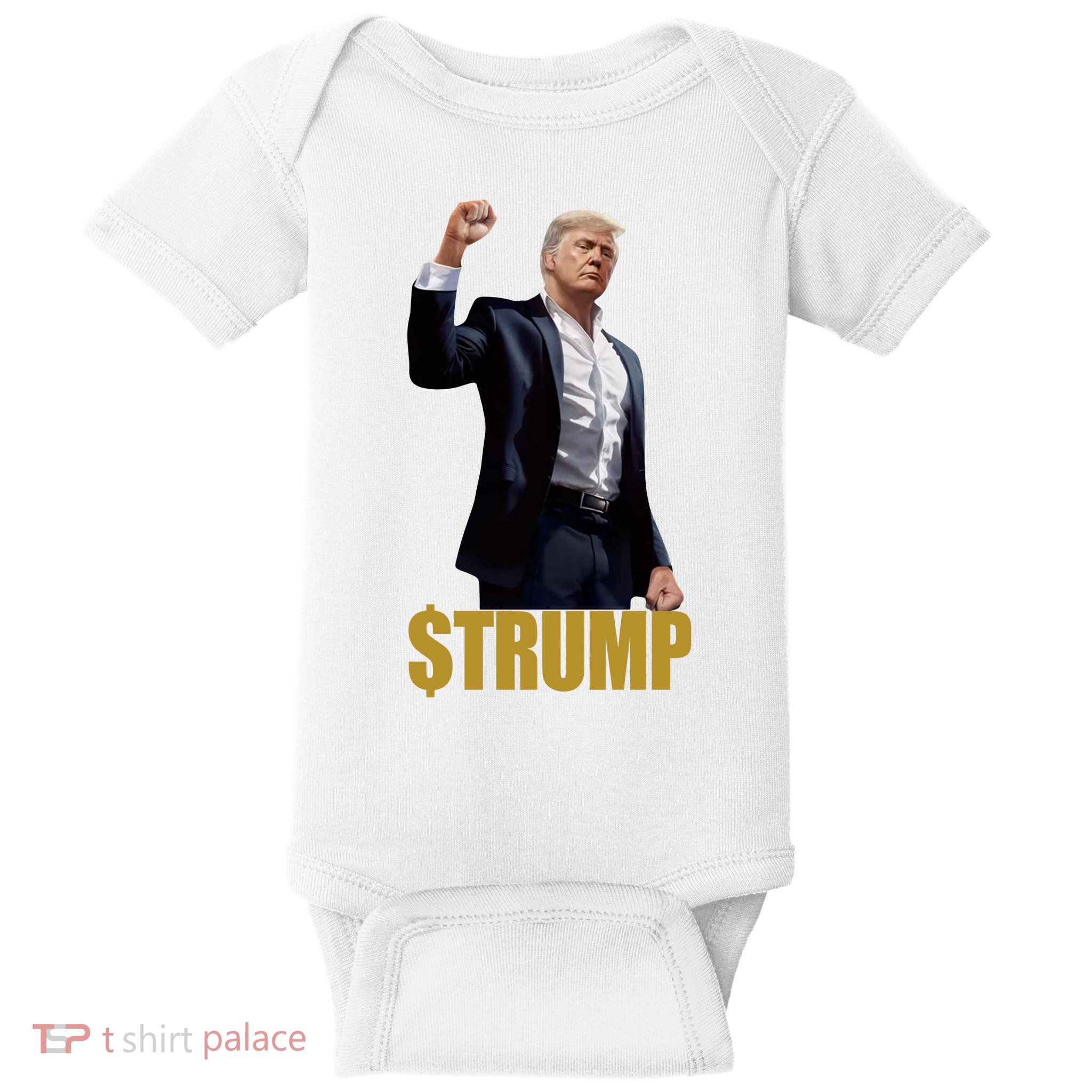 $Trump Donald Trump Meme Coin Crypto Baby Bodysuit
