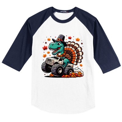 Thanksgiving Dinosaur T Rex Fall Truck Baseball Sleeve Shirt