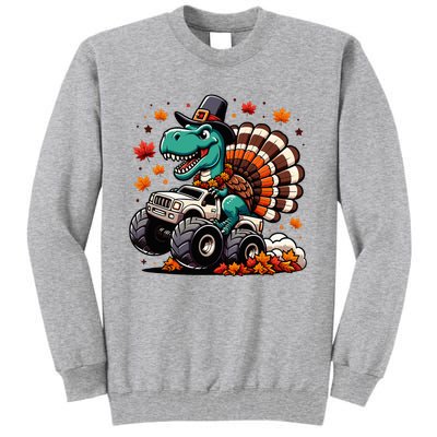 Thanksgiving Dinosaur T Rex Fall Truck Tall Sweatshirt