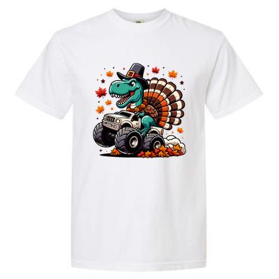 Thanksgiving Dinosaur T Rex Fall Truck Garment-Dyed Heavyweight T-Shirt