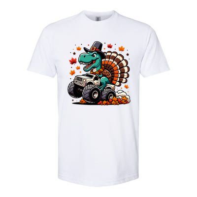 Thanksgiving Dinosaur T Rex Fall Truck Softstyle CVC T-Shirt