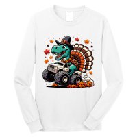 Thanksgiving Dinosaur T Rex Fall Truck Long Sleeve Shirt