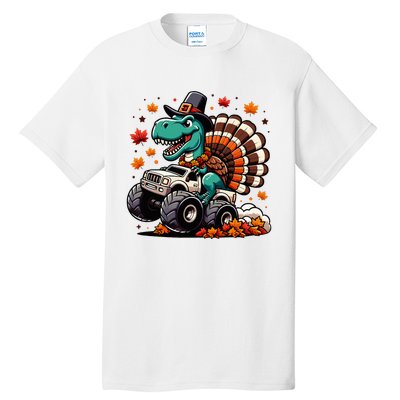 Thanksgiving Dinosaur T Rex Fall Truck Tall T-Shirt