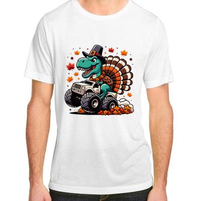 Thanksgiving Dinosaur T Rex Fall Truck Adult ChromaSoft Performance T-Shirt