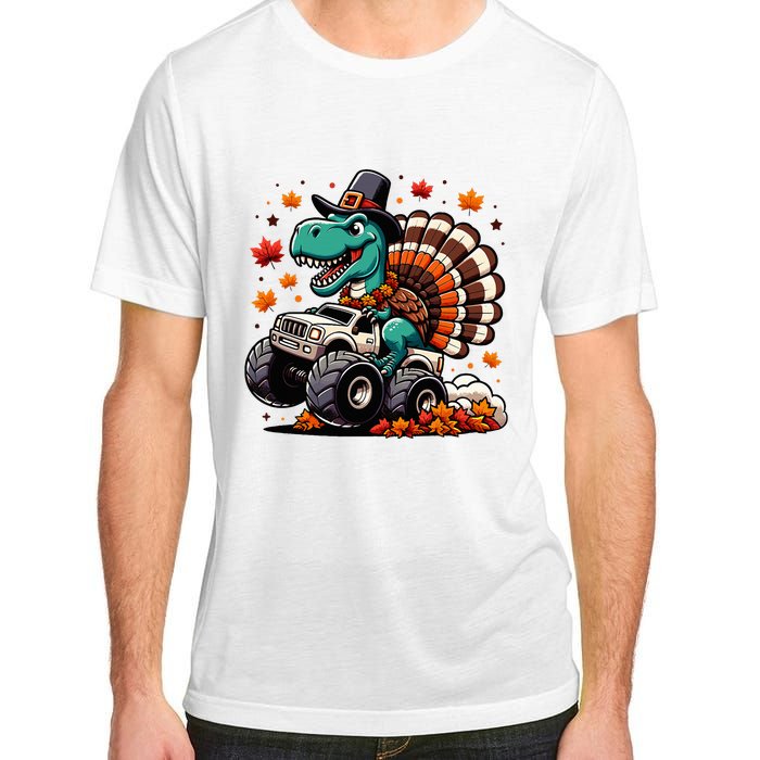 Thanksgiving Dinosaur T Rex Fall Truck Adult ChromaSoft Performance T-Shirt