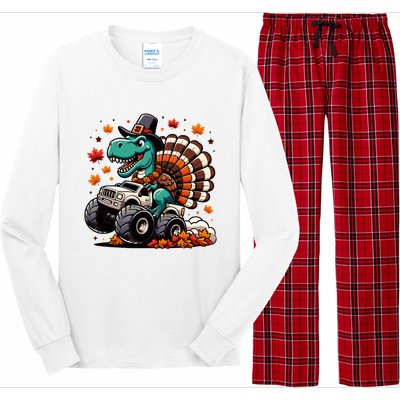 Thanksgiving Dinosaur T Rex Fall Truck Long Sleeve Pajama Set