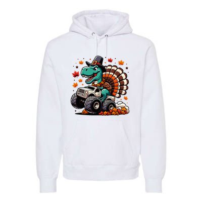 Thanksgiving Dinosaur T Rex Fall Truck Premium Hoodie