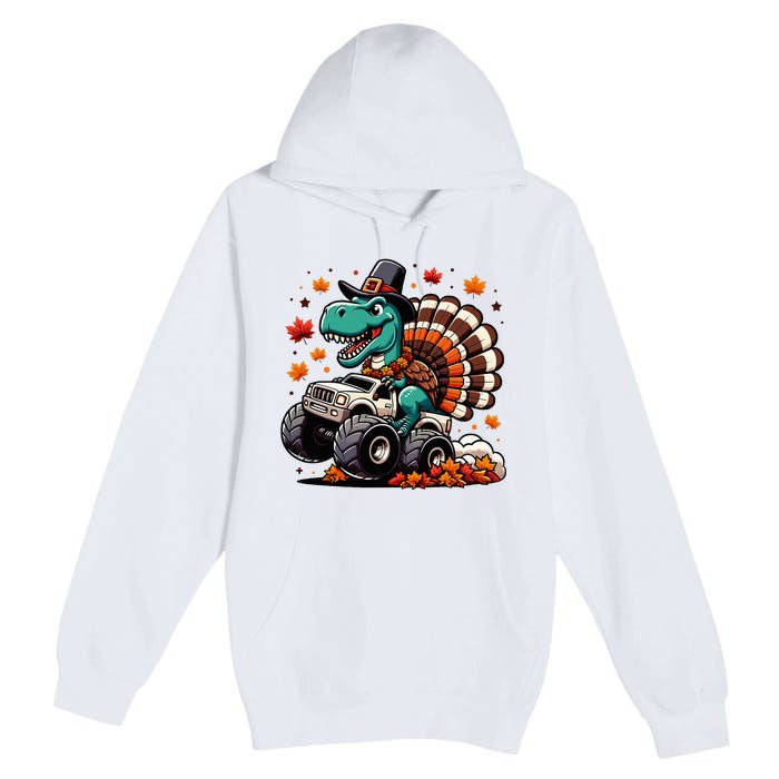 Thanksgiving Dinosaur T Rex Fall Truck Premium Pullover Hoodie