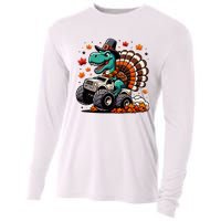 Thanksgiving Dinosaur T Rex Fall Truck Cooling Performance Long Sleeve Crew