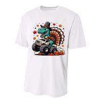 Thanksgiving Dinosaur T Rex Fall Truck Performance Sprint T-Shirt