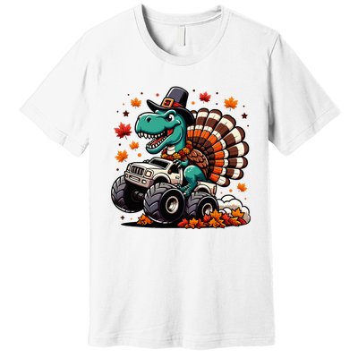 Thanksgiving Dinosaur T Rex Fall Truck Premium T-Shirt