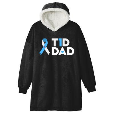 T1D Dad Type 1 Diabetes Awareness Daddy Gift Hooded Wearable Blanket