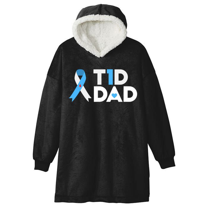 T1D Dad Type 1 Diabetes Awareness Daddy Gift Hooded Wearable Blanket