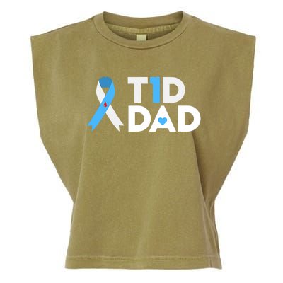 T1D Dad Type 1 Diabetes Awareness Daddy Gift Garment-Dyed Women's Muscle Tee