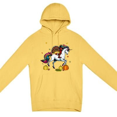 Turkey Delivering Taco On Unicorn Thanksgiving Food Lover Premium Pullover Hoodie