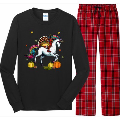 Turkey Delivering Taco On Unicorn Thanksgiving Food Lover Long Sleeve Pajama Set