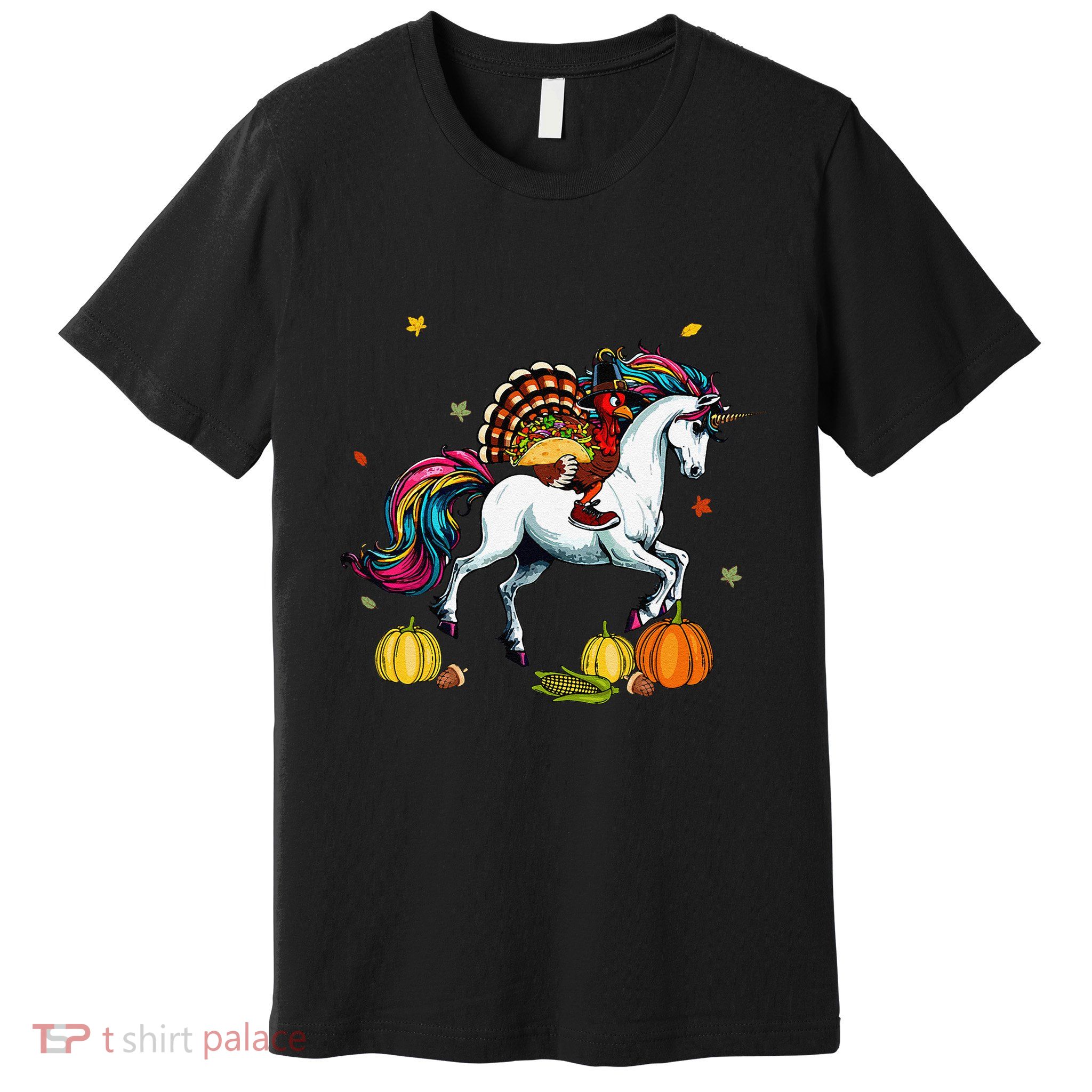 Turkey Delivering Taco On Unicorn Thanksgiving Food Lover Premium T-Shirt