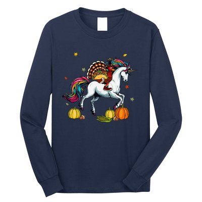 Turkey Delivering Taco On Unicorn Thanksgiving Food Lover Long Sleeve Shirt