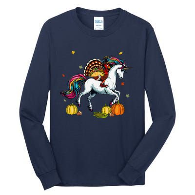 Turkey Delivering Taco On Unicorn Thanksgiving Food Lover Tall Long Sleeve T-Shirt