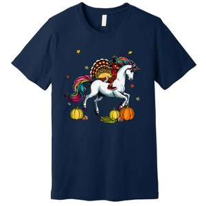 Turkey Delivering Taco On Unicorn Thanksgiving Food Lover Premium T-Shirt