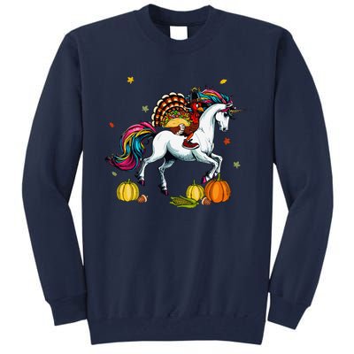 Turkey Delivering Taco On Unicorn Thanksgiving Food Lover Tall Sweatshirt