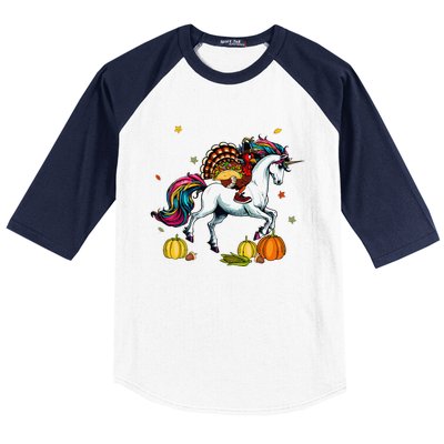 Turkey Delivering Taco On Unicorn Thanksgiving Food Lover Baseball Sleeve Shirt