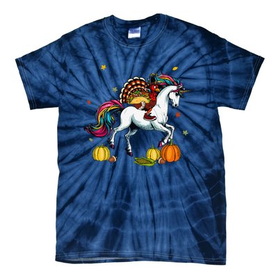 Turkey Delivering Taco On Unicorn Thanksgiving Food Lover Tie-Dye T-Shirt