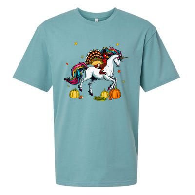 Turkey Delivering Taco On Unicorn Thanksgiving Food Lover Sueded Cloud Jersey T-Shirt