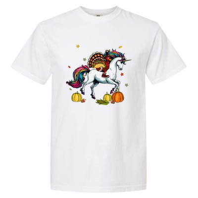 Turkey Delivering Taco On Unicorn Thanksgiving Food Lover Garment-Dyed Heavyweight T-Shirt