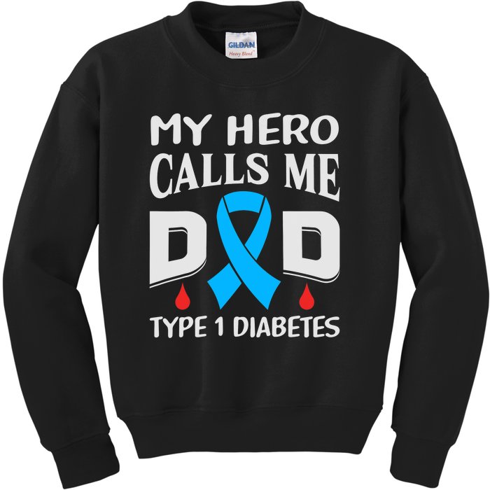 T1D Diabetic Type 1 Diabetes Awareness Father Dad Kids Sweatshirt