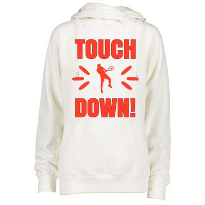 Touch Down Tennis Player Womens Funnel Neck Pullover Hood