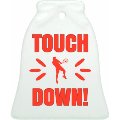 Touch Down Tennis Player Ceramic Bell Ornament