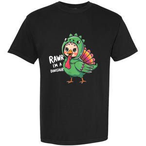 Thanksgiving Dinosaur Turkey Rawr IM A Dinosaur Garment-Dyed Heavyweight T-Shirt